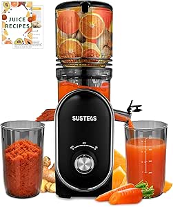SUSTEAS Cold Press Juicer, 300W, 5.3" Large Feed Chute, 1.5L Capacity, Automatic