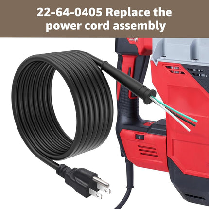 22-64-0405 Cord Set Replacement Part for Mil-wauk-ee - 18/3 AWG Power Cord w/Cor