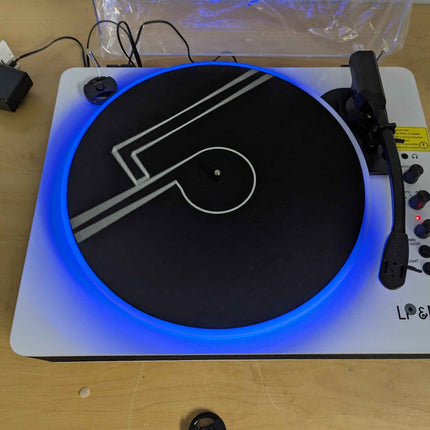 LP&No.1 Record Player with Built-in Stereo Speakers, LED Control, 3-Speed Belt-D