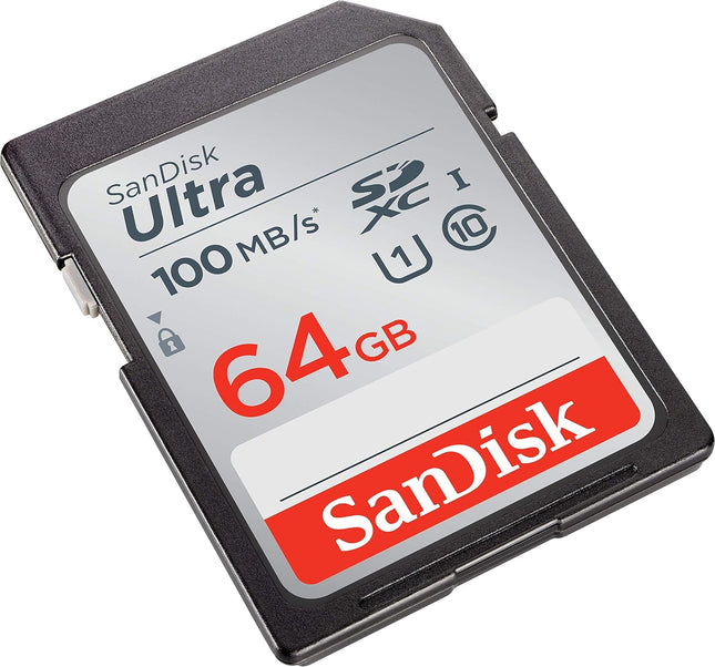SanDisk 64GB Ultra SDXC UHS-I Memory Card - 100MB/s, C10, U1, Full HD, SD Card -