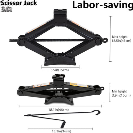 Scissor Jack for Car-3.0Ton(6614lbs) 丨Car Jack Kit-Tire Jack丨Portable,丨deal for