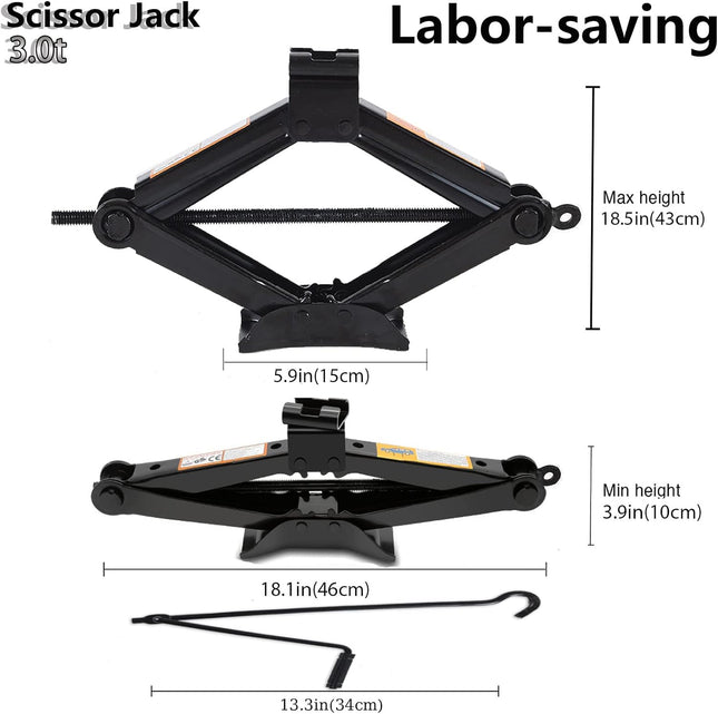 Scissor Jack for Car-3.0Ton(6614lbs) 丨Car Jack Kit-Tire Jack丨Portable,丨deal for