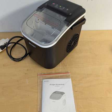 ecozy Frispo Essential Portable Countertop Ice Maker, 26 lb per Day, 8 Bullet Cubes in 6 Min, Self-Cleaning