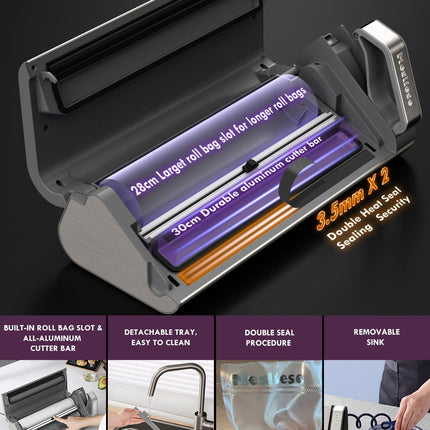 Mesliese Vacuum Sealer Machine, 95kPa 140W Double Seal Powerful Food Sealer, One