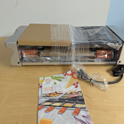 MasterChef Dual Cheese Raclette Table Grill w Non-stick Grilling Plate and Cooki