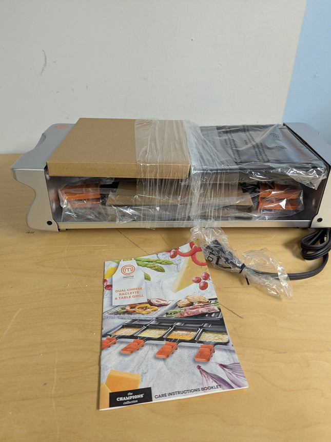 MasterChef Dual Cheese Raclette Table Grill w Non-stick Grilling Plate and Cooki