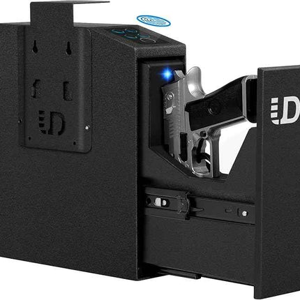 Urban Deco Biometric Gun Safe for Handgun with Quick Access Sliding Door Pistol Safes Mounted Nightstand, Desk, Wall, Vehicle, Bedside, Car Gun Safe Box with Fingerprint, PIN Code, KEY Access https://a.co/d/0g2VGo1g