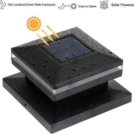 Viewsun 6 Pack Solar Post Lights, Outdoor Fence Post Cap Light Solar Powered Cap