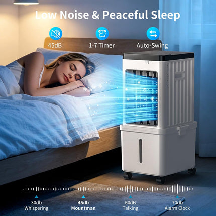 SimerSure 3-in-1 Portable Evaporative Air Cooler with Removable Water Tank, Ice Packs, Timer & Remote Control
