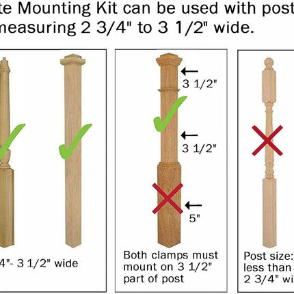 Safety Innovations No Hole Stairway Baby Gate Mounting Kit - Fits Posts from 2 3