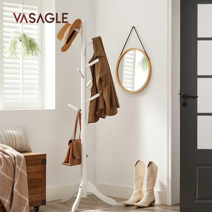 VASAGLE Solid Wood Coat Rack, Free Standing Tree-Shaped Coat Rack with 8 Hooks,