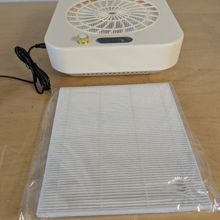 GrowCube Nail Dust Collector with 2 Cleanable Reusable Filters, 45-Speed Adjustable Extractor for Nail Salons, White