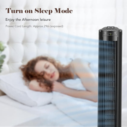 30'' Tower Fan, Portable Oscillating Quiet Cooling Fan with Remote, 3 Speeds, Bu
