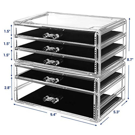 SONGMICS Makeup Organizer, Stackable Cosmetics Boxes, 5 Drawers, Transparent Pol