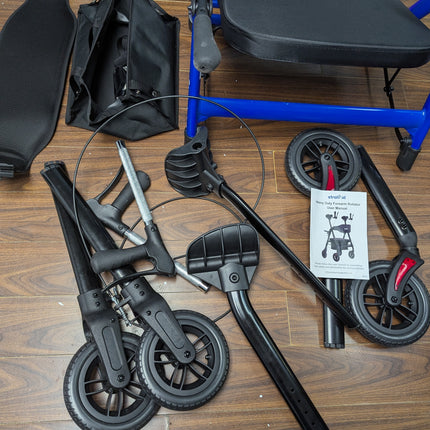 StrollAid Upright Walkers for Seniors, Stand Up Rollator Walker with Padded Seat