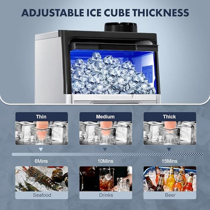 100LBS/24H Commercial Ice Maker Machine, Dual Water Inlet Undercounter or Freest