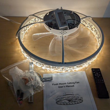 LEDIARY 20" Modern Ceiling Fans with Lights and Remote, Dimmable Low Profile Cei