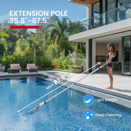 Enhulk PC15 Cordless Pool Vacuum for Above Ground Pools, 13.4in Wide Head