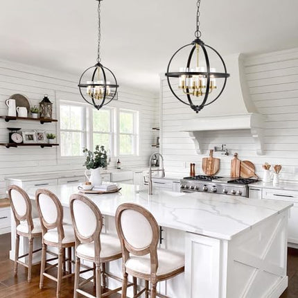 FAULTY Treekee Rustic Chandelier, 17" Black and Gold Finish Glass Cover Luxuriou