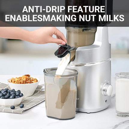 AMZCHEF 5.3 Inch Automatic Juicer Machine, Cold Press Juicer for Whole Fruits an