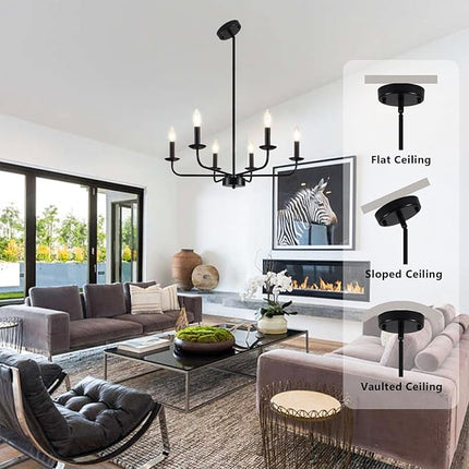 JZQWCK Chandeliers Ceiling Lights, 6-Light Modern Black Farmhouse Chandelier for