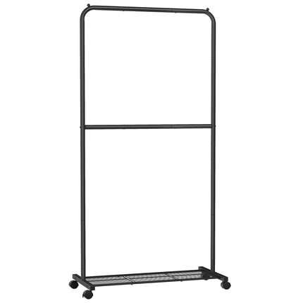 SONGMICS Clothes Rack with Wheels, 35.8 Inch Middle-Rod Garment Rack, Clothing R
