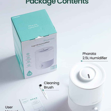 Pharata Humidifiers for Bedroom Large Room, 2.5L Cool Mist Humidifier with Essential Oil Diffuser, Top Fill Humidifier for Baby, Home, Plant, Ultrasonic Humidification for whole house, Auto Shut-Off