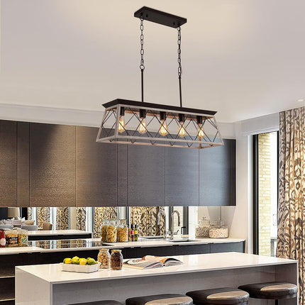Q&S 5-Light Kitchen Island Light Fixtures Farmhouse Rustic Vintage Industrial Co