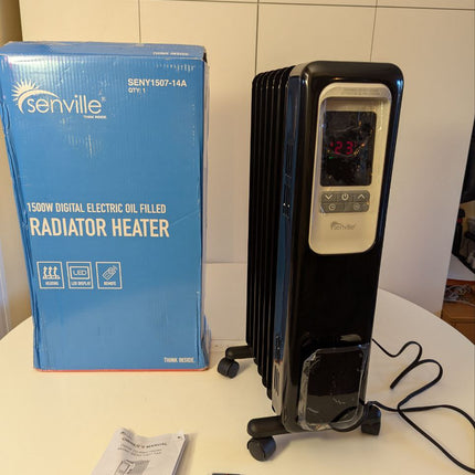 Senville 1500W Oil Filled Radiator Heater for Indoor Use, Space Heater, 3 Heat &