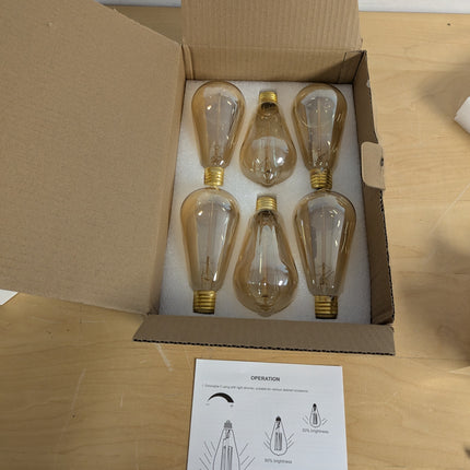 HESSION 6-Pack Edison Light Bulbs, 60w Vintage Edison Bulb, Squirrel Cage Filame