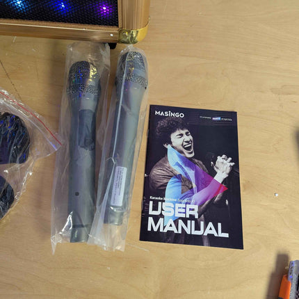 MASINGO Karaoke Machine for Adults and Kids with 2 Bluetooth Wireless Microphone