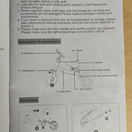 besrey 3 in 1 Toddler Bike for 1 Years to 4 Years Old Kids, Toddler Tricycle Kid