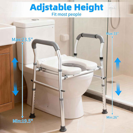 NouraVita Raised Toilet Seat with Handles, Toilet Seat Riser for Seniors with Adjustable Height & Width, 500lb Handicap Elevated Toilet Seat for Elderly, Pregnant, Fit Any Toilet