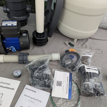 AQUASTRONG 14in Sand Filter Pump for Above Ground Pool with Timer, 2/3 HP Pool P