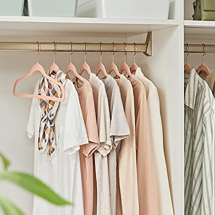 SONGMICS Velvet Hangers, Non-Slip Hanger, Rose Gold Color Swivel Hook, 30-Pack,