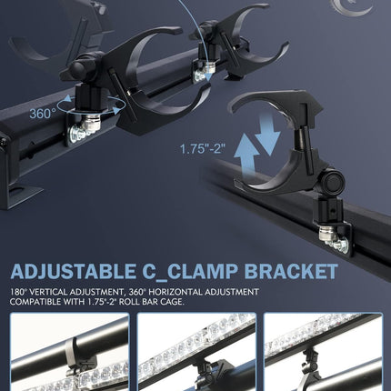 Lupar 30'' UTV LED Chase Light Bar w/ 1.75''-2'' Roll Cage Mount Bracket Rear Ch