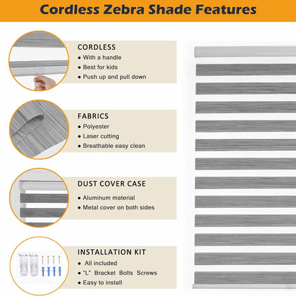 JIANGPIN TEXTILE Cordless Zebra Blinds Window Blind Zebra Shade Blinds for Windo