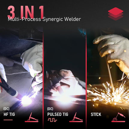 YESWELDER TIG Welder with Pulse 205Amp, Stick/DC TIG/Pulse TIG 3 in 1, 110&220V