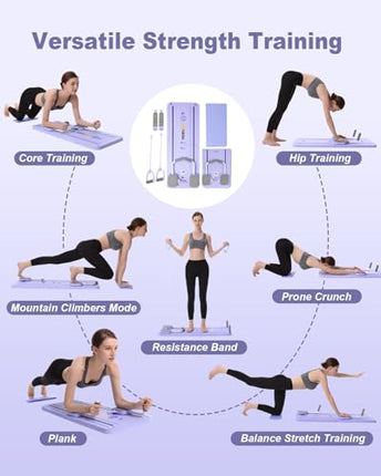 AMAZINGHOME Purple Foldable Pilates Board & Reformer Machine - 300lbs Capacity P