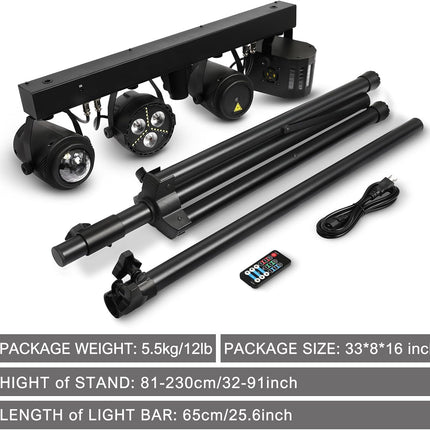 Telbum DJ Lights with Stand, Party Bar Gig Lighting Package with Carry Bag, Soun