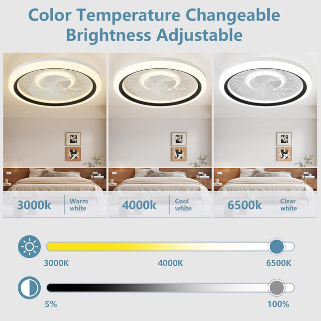 Spnoid Ceiling Fan with Lights and Remote,20'' Low Profile Ceiling Fans with Lig