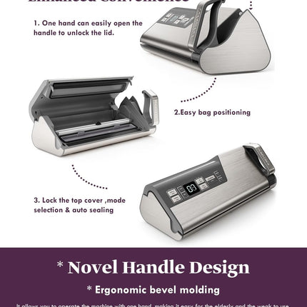 Mesliese Vacuum Sealer Machine, 95kPa 140W Double Seal Powerful Food Sealer, One