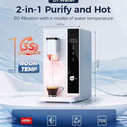 Dr.Water Countertop Reverse Osmosis System, 3S Instant Heat Portable RO Water Fi