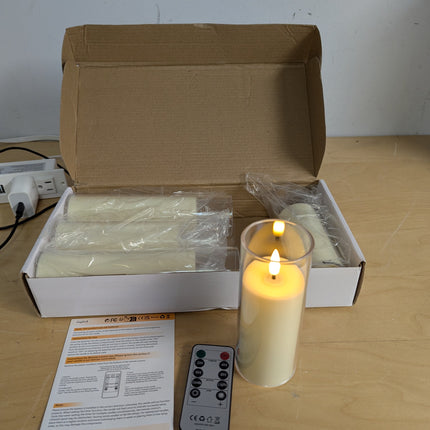 Yeelida Acrylic Flameless Flickering Candles with Remote Control and Timer, Batt