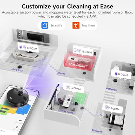 MONSGA Robot Vacuums and Mop 5000Pa, Self-Emptying, 3.5L 60-Day Capacity, Lidar