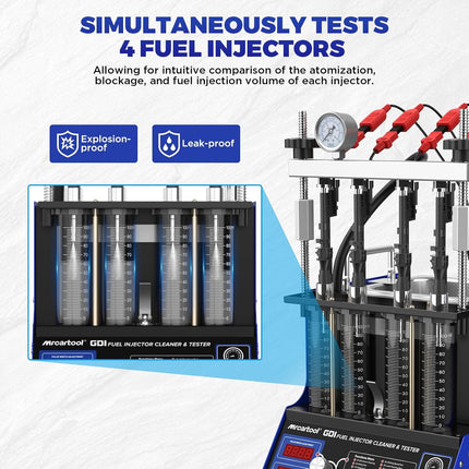 MR CARTOOL V209 GDI Ultrasonic Fuel Injector Cleaner Machine, 4-Cylinder