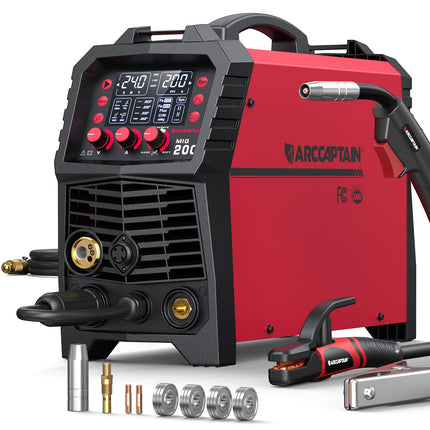 (NO TORCH) ARCCAPTAIN MIG Welder, 200Amp 6 in 1 Gas MIG/Gasless Flux Core MIG/St
