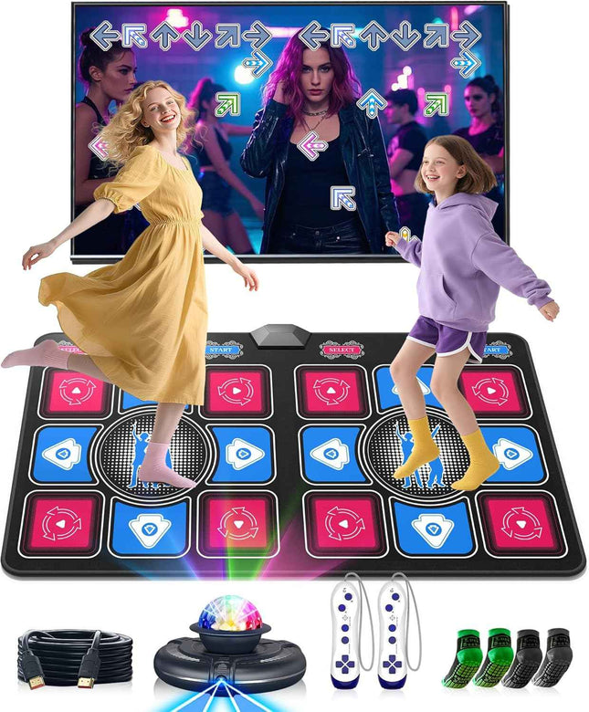 (No cables) Dance Mat for Kids and Adults: 2-Player Electronic Dance Pad with HD