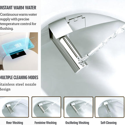 WLJBIDET O80KL Elongated Bidet Toilet Seat with Warm Water Wash & Air Drying, Heated Seat, Remote Control & Nightlight