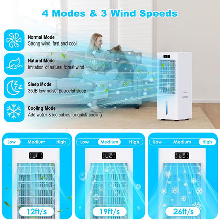 OEARE 3-in-1 Evaporative Air Cooler, 6L Windowless Portable Swamp Cooler with 4 Ice Packs, Remote & 12H Timer